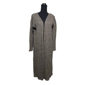 See You Monday Cardigan Sweater Maxi Open Front‎ Knit Slit Brown XL Lagenlook